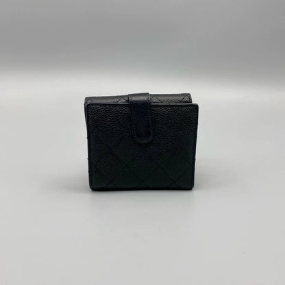 Chanel Black Gold Short Folded Wallet