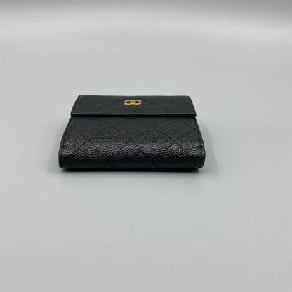 Chanel Black Gold Short Folded Wallet