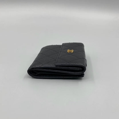 Chanel Black Gold Short Folded Wallet