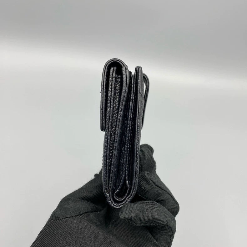 Chanel Black Gold Short Folded Wallet