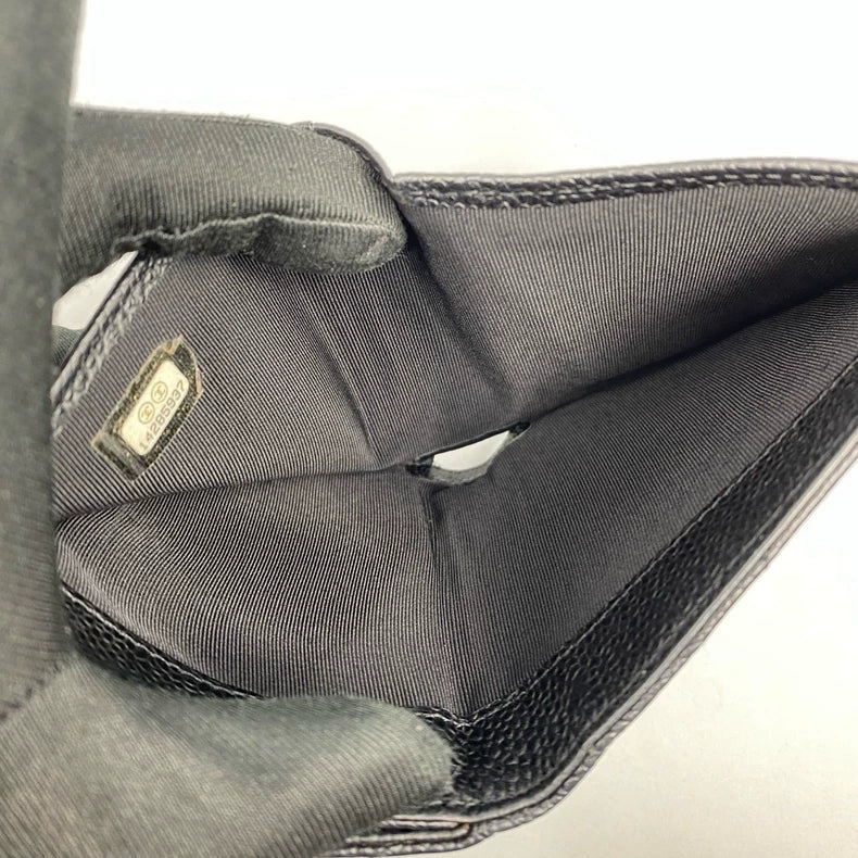 Chanel Black Gold Short Folded Wallet