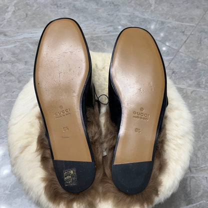 Gucci Princetown Black Fur Mules for Men 0079