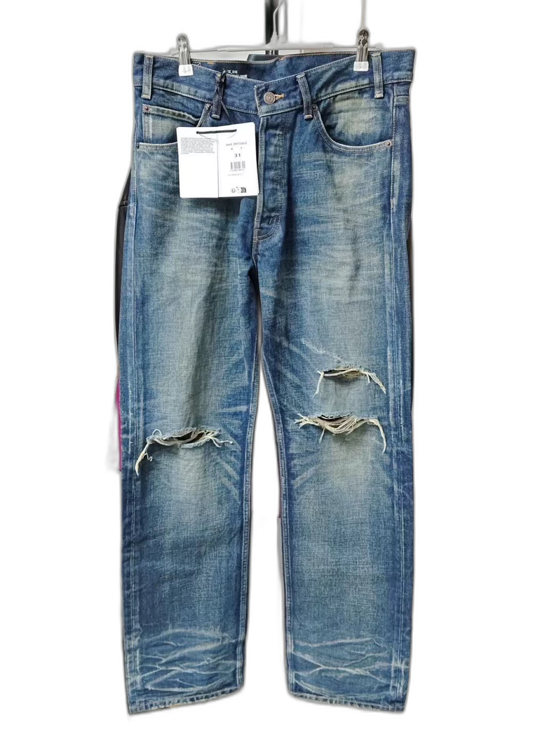 CELINE Vintage Distressed Wide-Leg Denim Pants