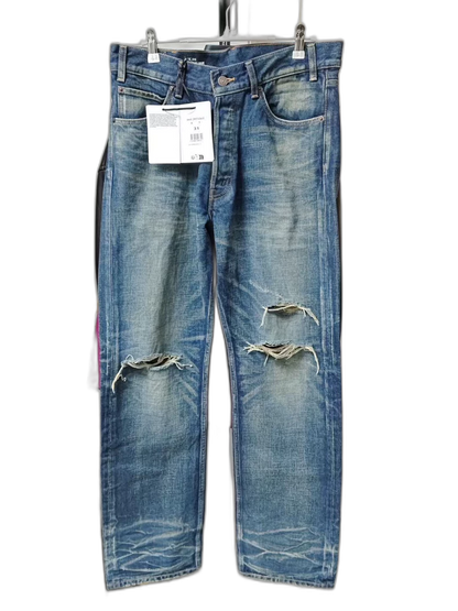 CELINE Vintage Distressed Wide-Leg Denim Pants