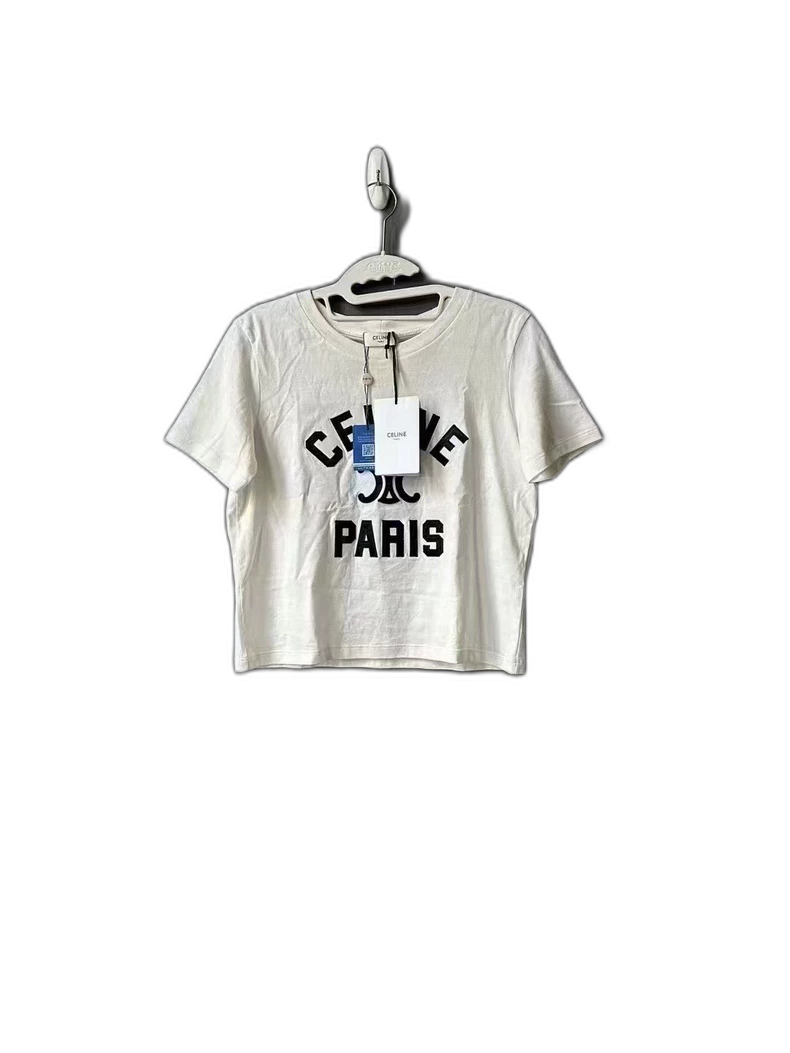 Celine Embroidered Short Sleeve T-Shirt