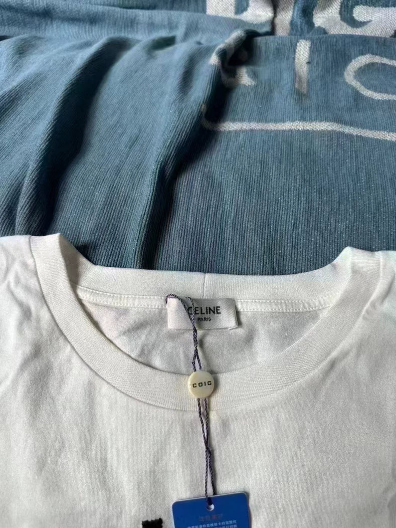 Celine Embroidered Short Sleeve T-Shirt