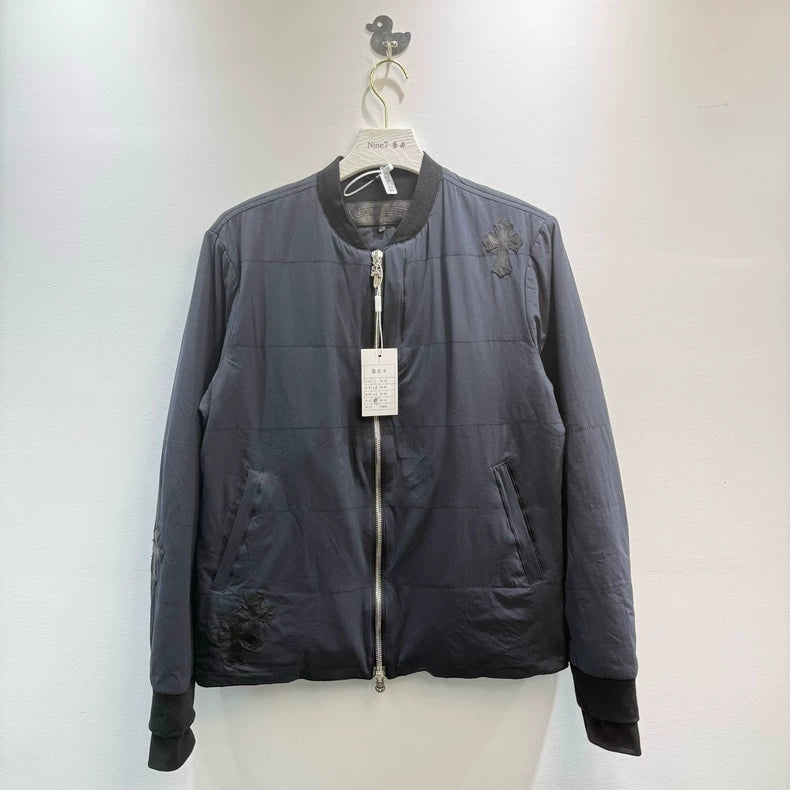 Chrome Hearts Black Leather Cross Jacket