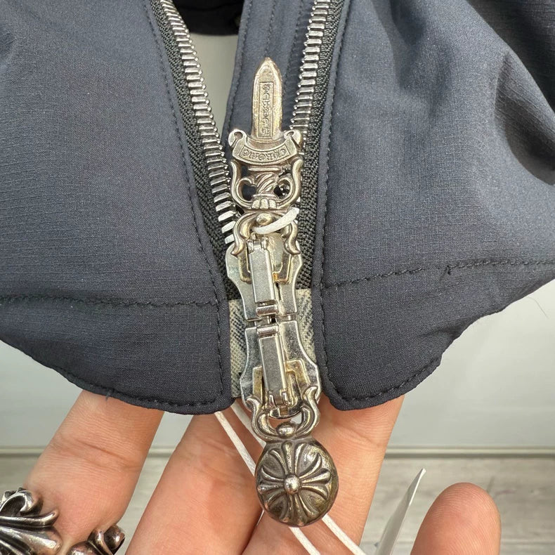 Chrome Hearts Black Leather Cross Jacket