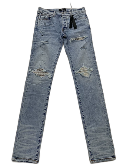 Amiri Washed Blue Patchwork Denim Pants