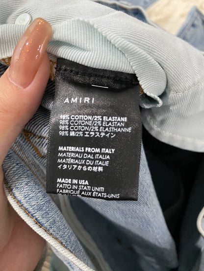 Amiri Washed Blue Patchwork Denim Pants