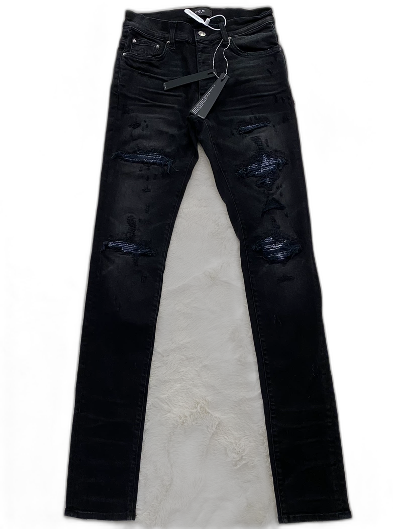 Amiri Black Blue Paisley Denim Pants