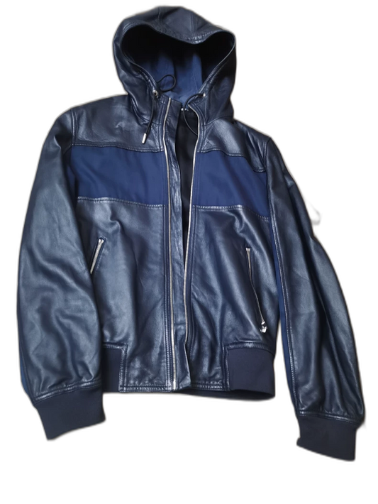 Dior Homme Patchwork Leather Jacket with Hood