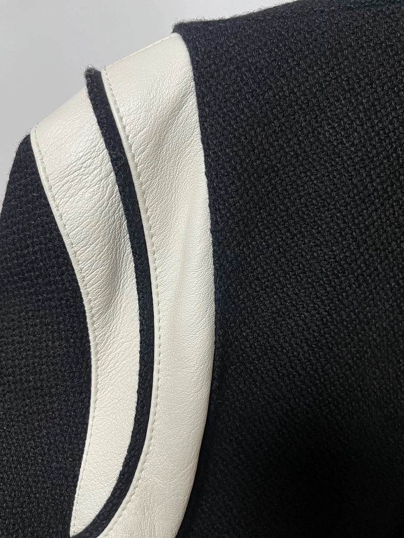 Saint Laurent Black Leather Baseball Jacket