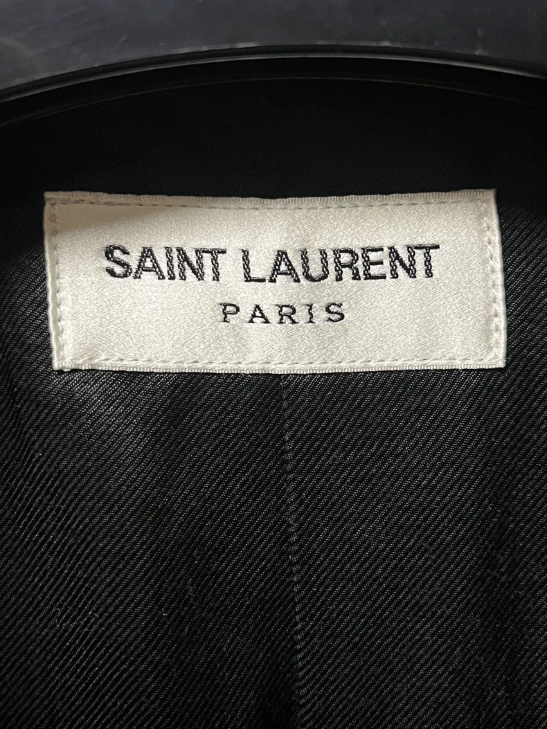 Saint Laurent Black Leather Baseball Jacket
