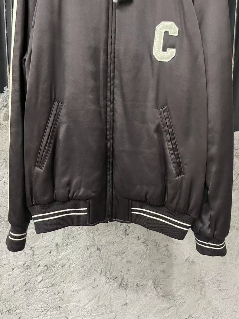 Celine Black and White Logo Baseball Jacket