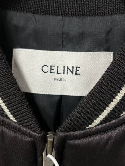 Celine Black and White Logo Baseball Jacket