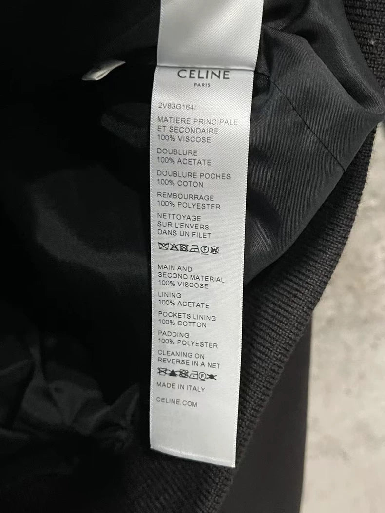 Celine Black and White Logo Baseball Jacket