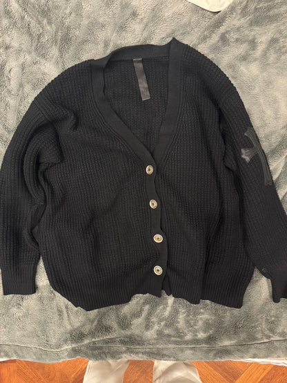 Chrome Hearts Black Wool Cardigan Size M