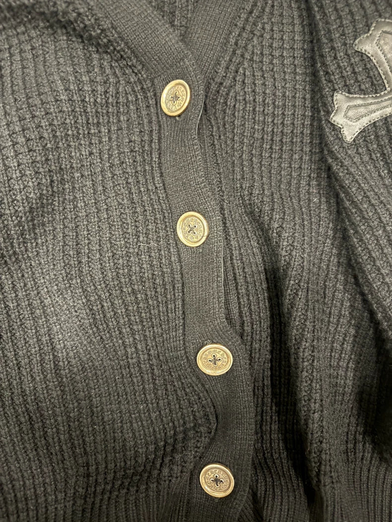 Chrome Hearts Black Wool Cardigan Size M