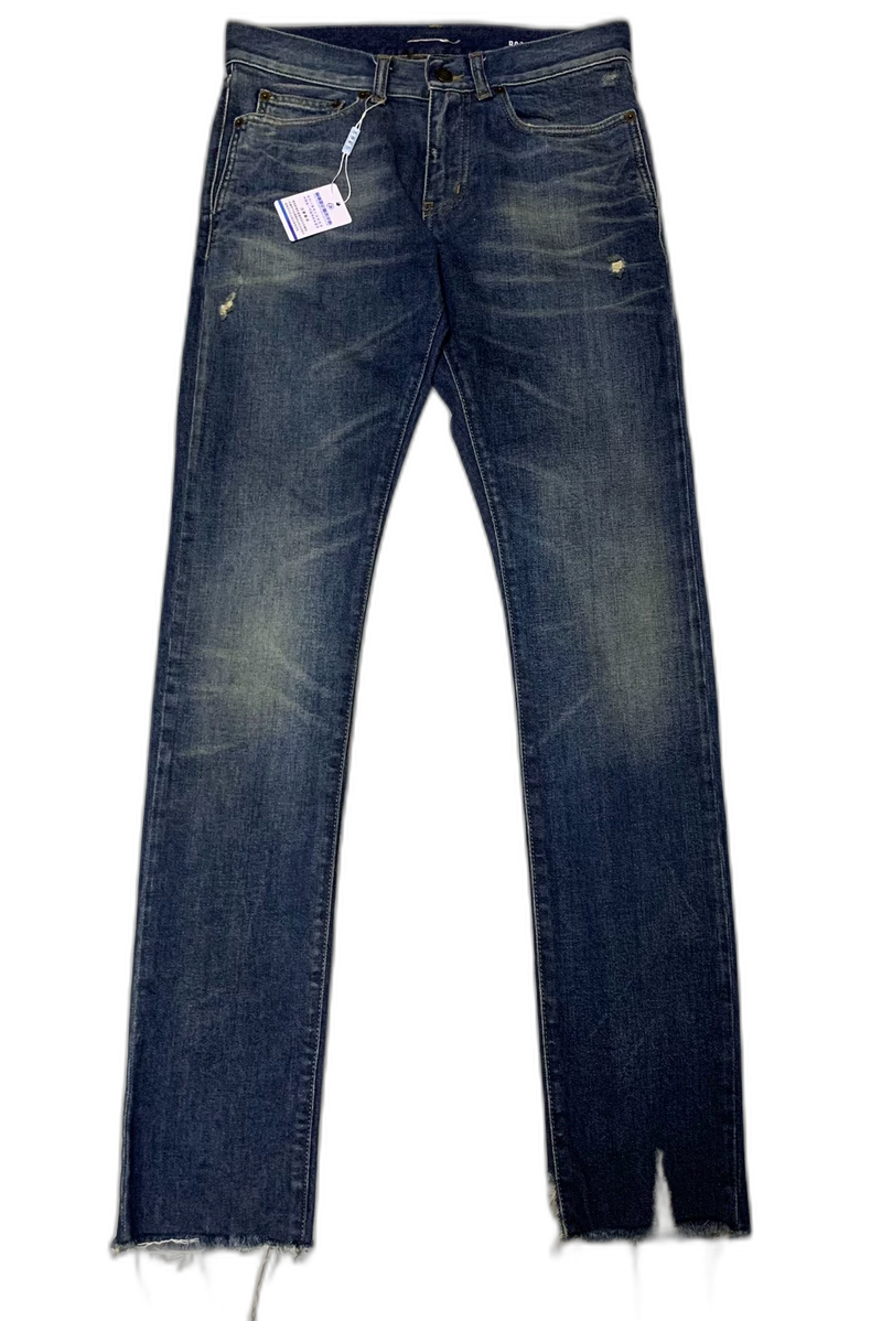 Saint Laurent Blue Distressed Denim Pants