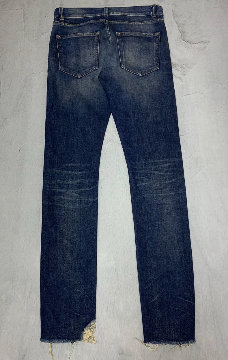 Saint Laurent Blue Distressed Denim Pants