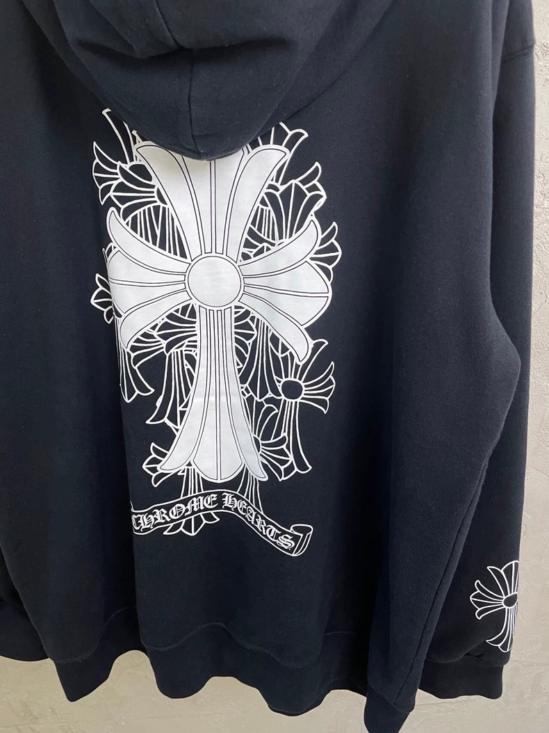 Chrome Hearts Black Hoodie with Cross Design