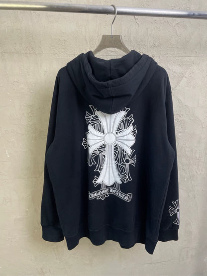 Chrome Hearts Black Hoodie with Cross Design