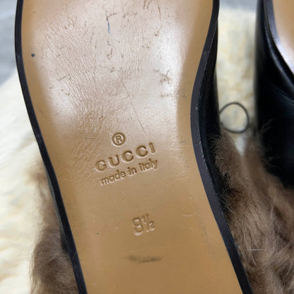 Gucci Princetown Black Fur Mules for Men 0079