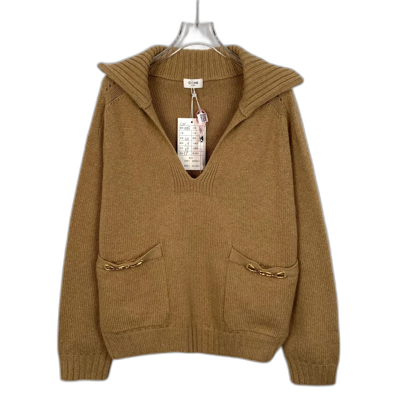 Celine Brown Cashmere Knit Sweater