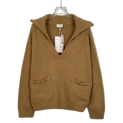 Celine Brown Cashmere Knit Sweater