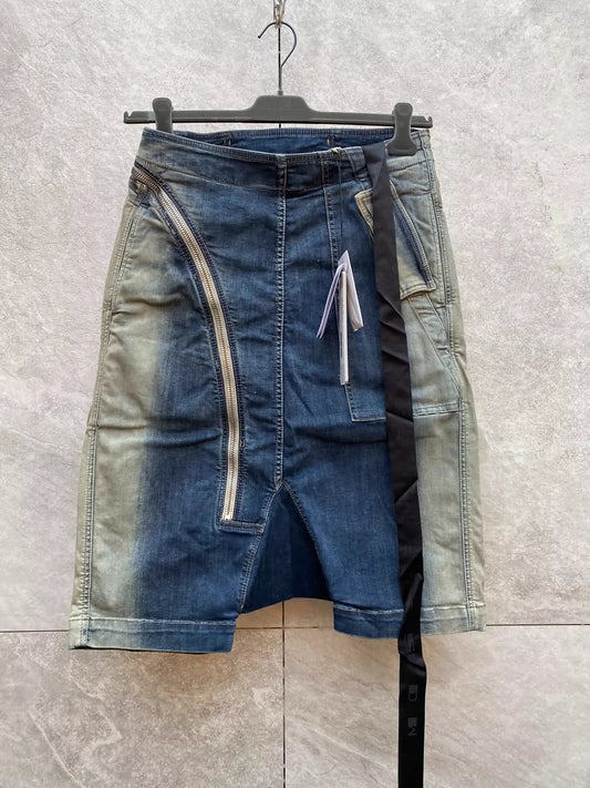 Rick Owens Distressed Denim Cargo Shorts