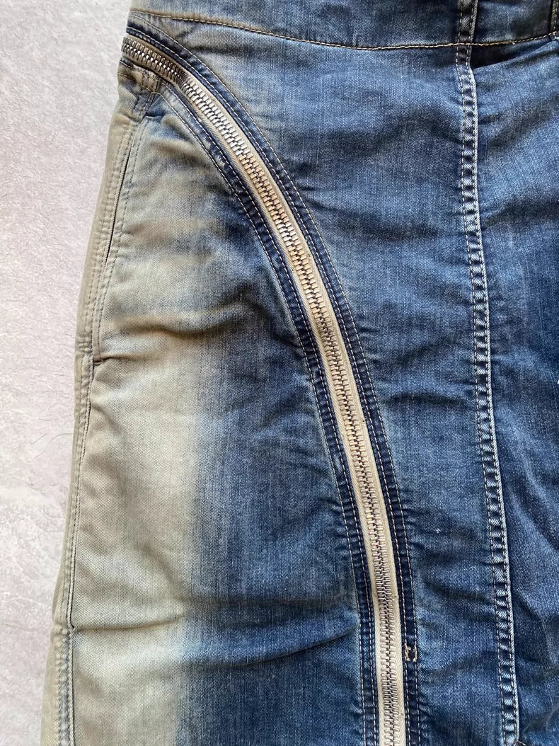 Rick Owens Distressed Denim Cargo Shorts