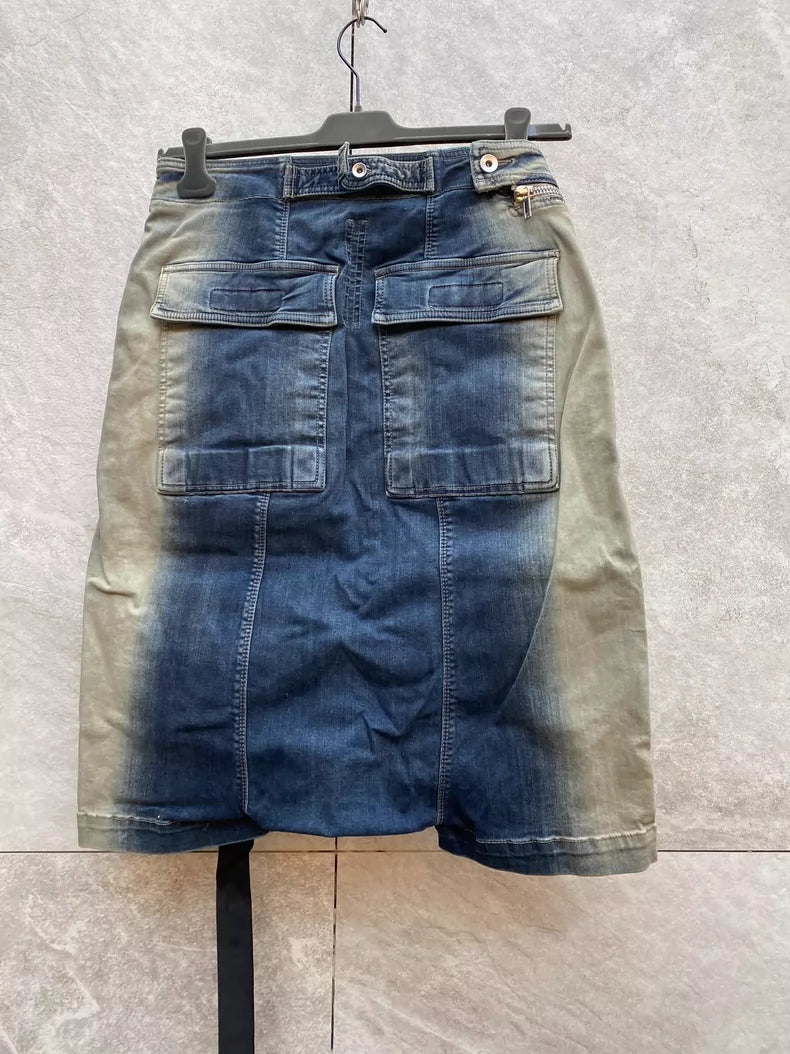 Rick Owens Distressed Denim Cargo Shorts