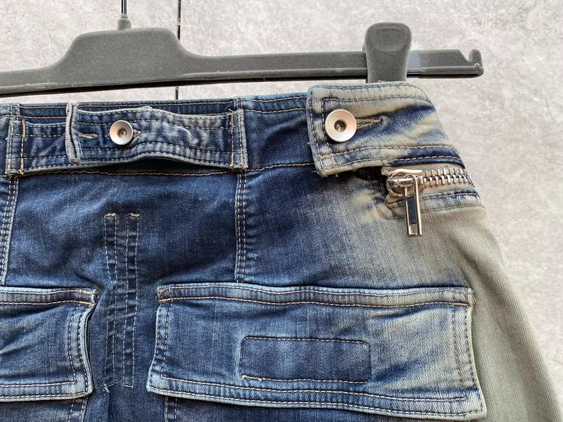 Rick Owens Distressed Denim Cargo Shorts