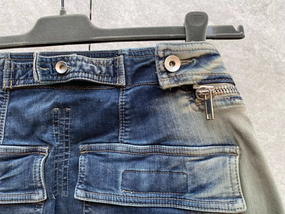 Rick Owens Distressed Denim Cargo Shorts