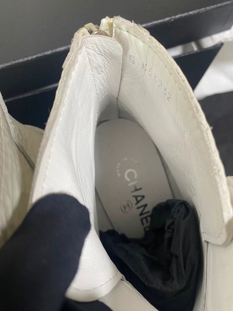 Chanel Pearl Chain High Heel Booties