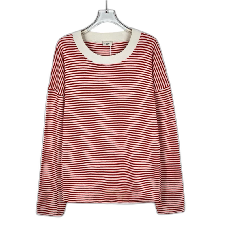 Celine Striped Cotton Long Sleeve Sweatshirt