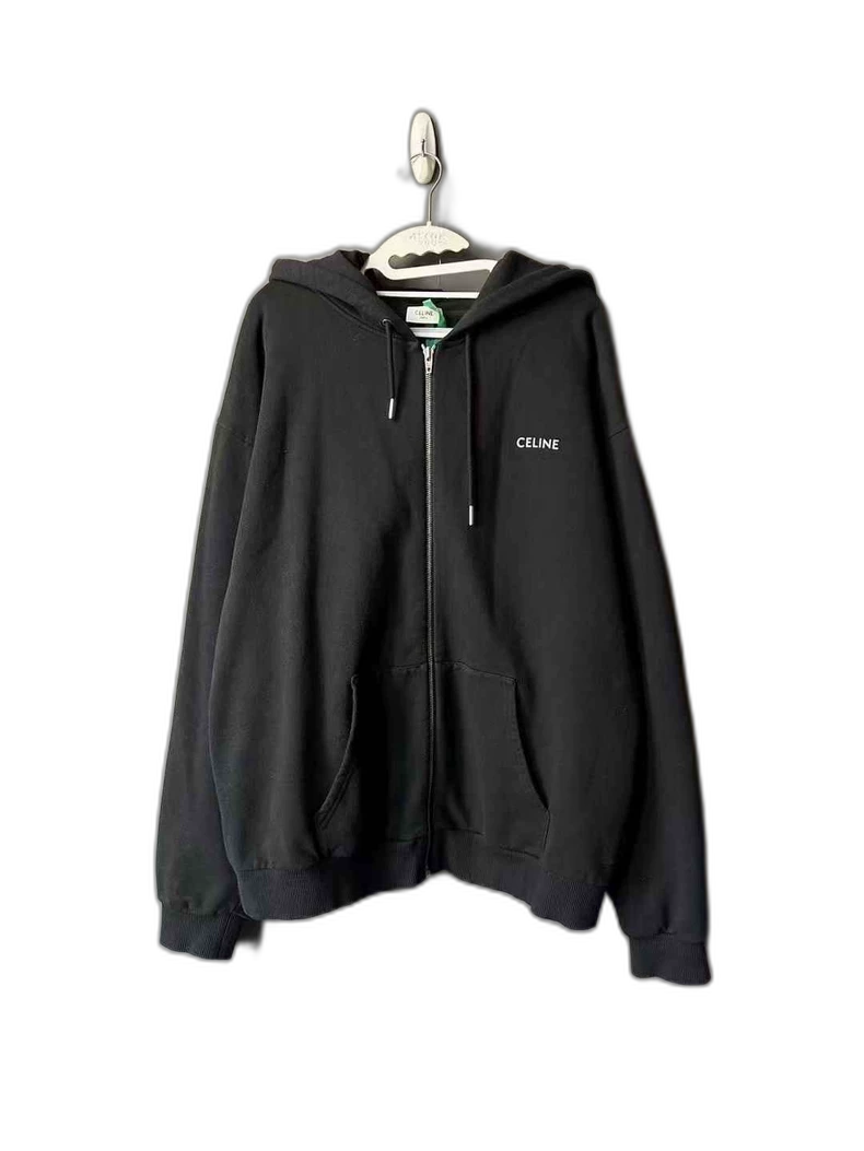 Celine Embroidered Logo Zip-Up Hoodie