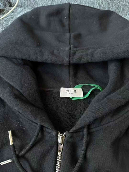 Celine Embroidered Logo Zip-Up Hoodie