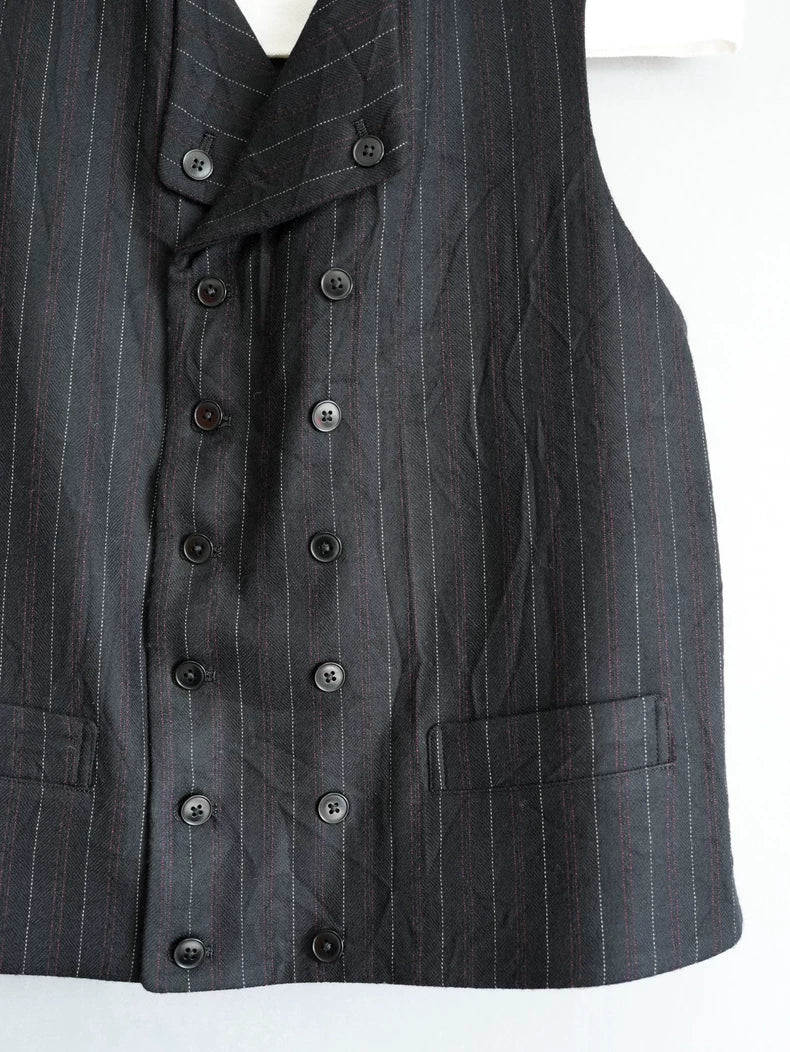 Yohji Yamamoto Black Red Striped Vest