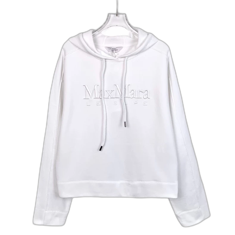Maxmara Logo Embroidered White Hoodie