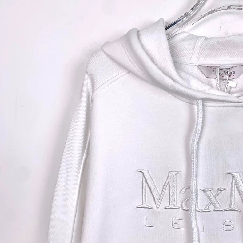 Maxmara Logo Embroidered White Hoodie