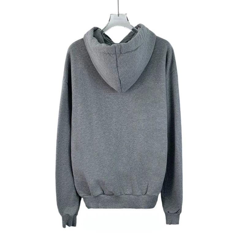 Celine Gray Logo Hoodie with Drawstring