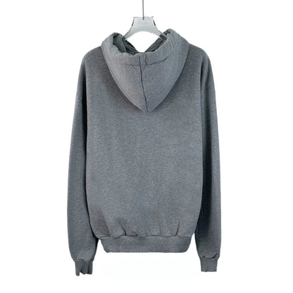 Celine Gray Logo Hoodie with Drawstring