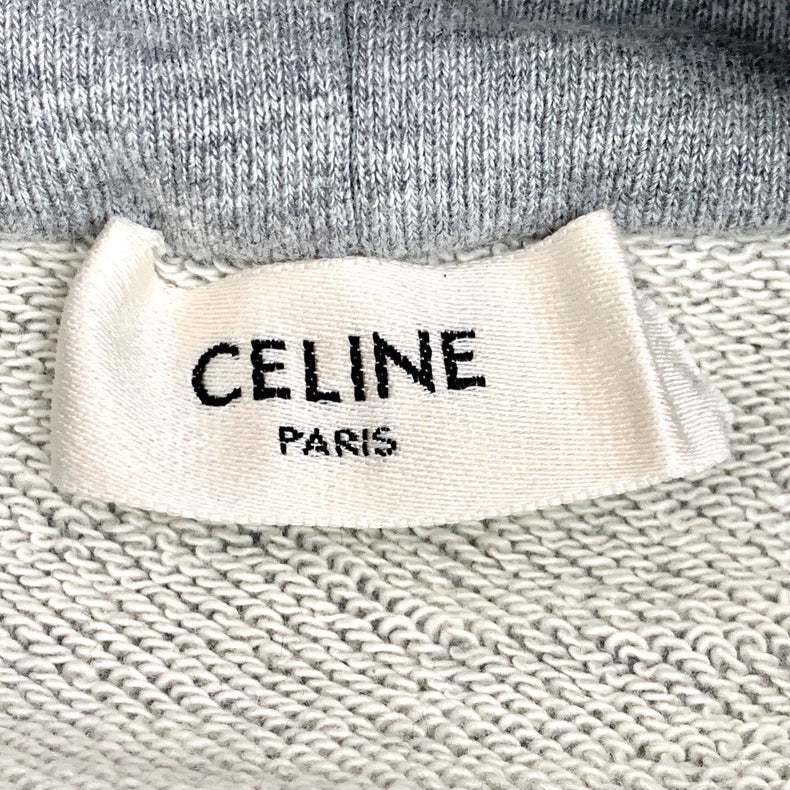 Celine Gray Logo Hoodie with Drawstring