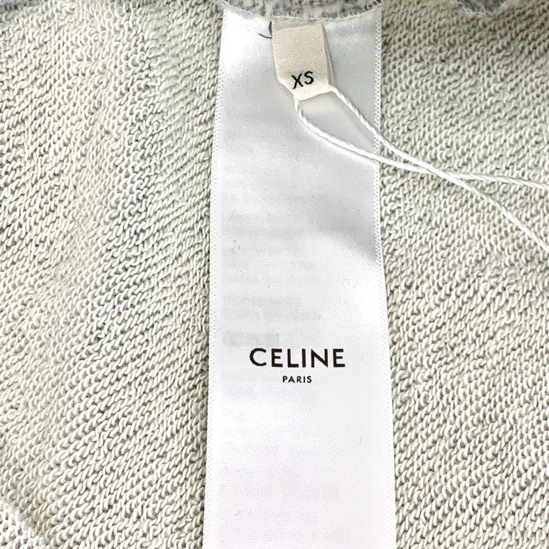 Celine Gray Logo Hoodie with Drawstring