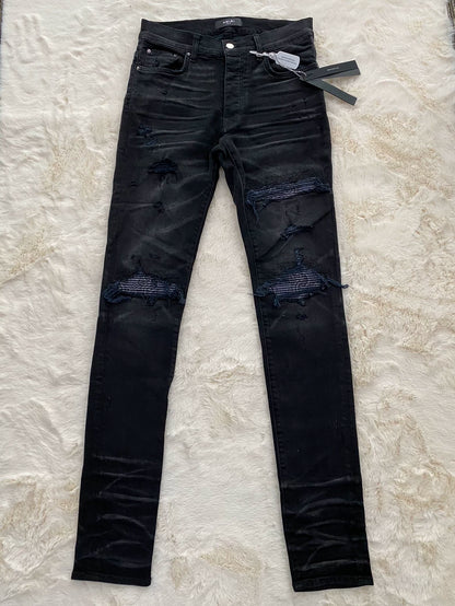 Amiri Black Purple Floral Patchwork Jeans