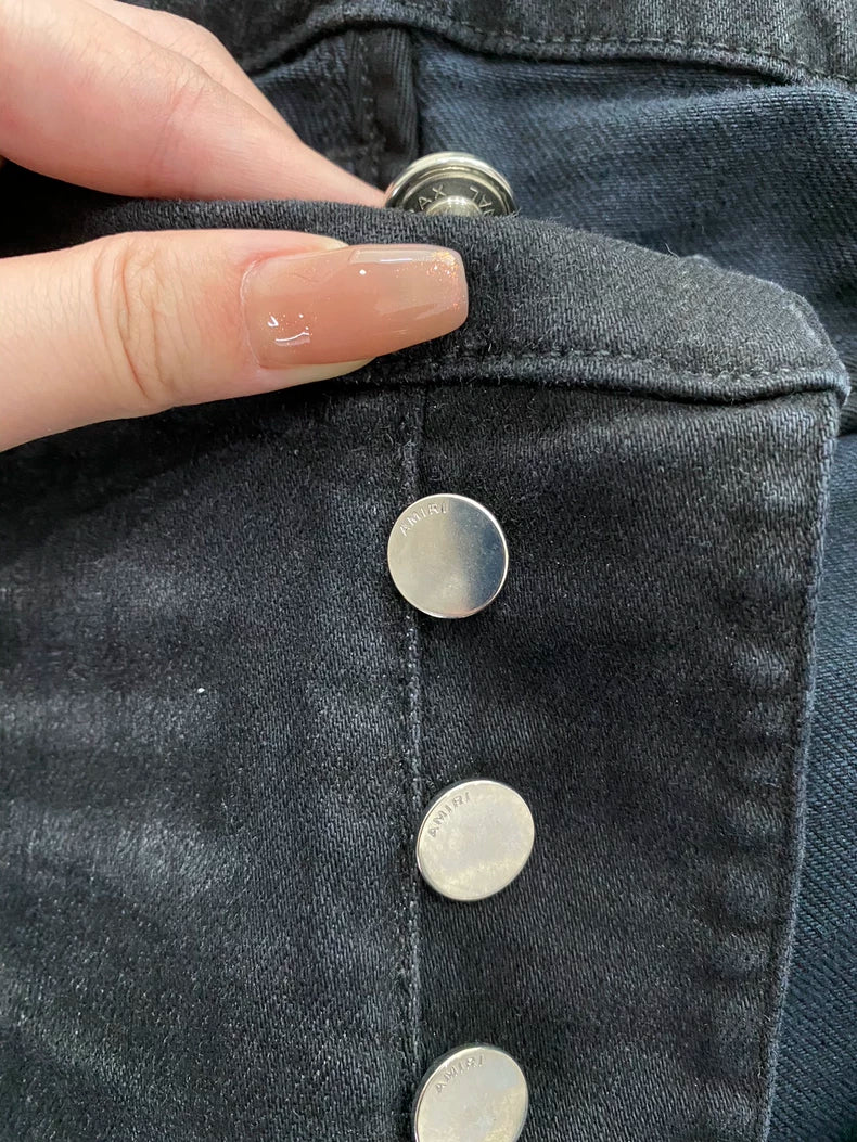 Amiri Black Purple Floral Patchwork Jeans