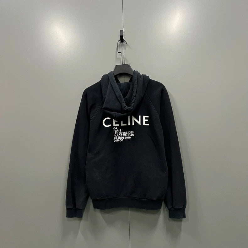 Celine Black Logo Print Hoodie Size M