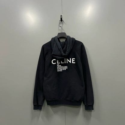 Celine Black Logo Print Hoodie Size M